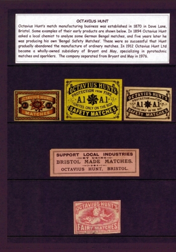 Labels from Octavius Hunt, Bristol, UK