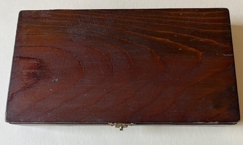 Wood sample box from Fosforera Marroqui, 18 x 10 x 3 cm