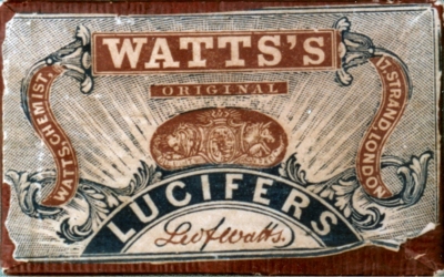 Watts matchbox ca. 1834,  Mick Lilley collection