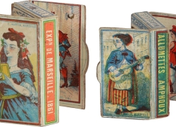 Four-panel boxes with double openings, 1860s 60 x 33 mm