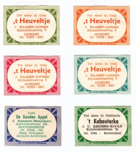 Oval labels in 4 colours, about 2100 different names known