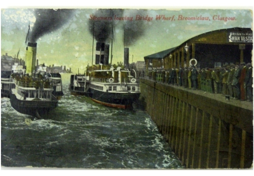 Steamers in Glasgow, by Bryant & May warehouse