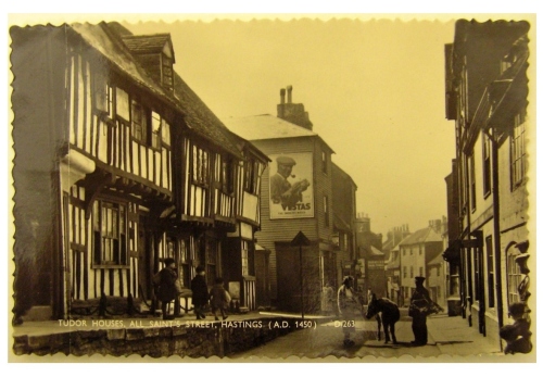 Hasting high street with Swan Vesta sign