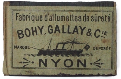 Old matchbox Bohy, Gallay & Cie. in Nyon (predecessor of Diamond SA)