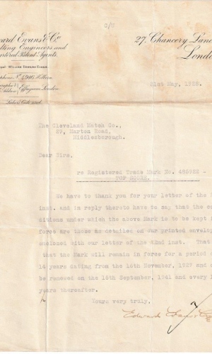 1928 letter about the Trade Mark